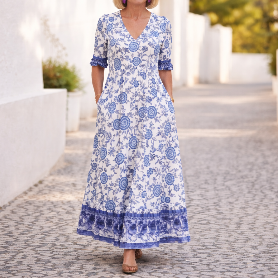 Elly™ - Elegantes Blumenkleid mit einem lässigen Flair
