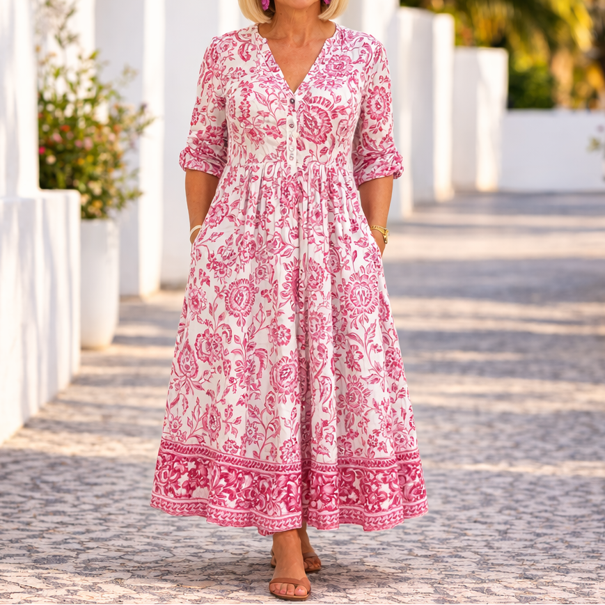 Elly™ - Elegantes Blumenkleid mit einem lässigen Flair