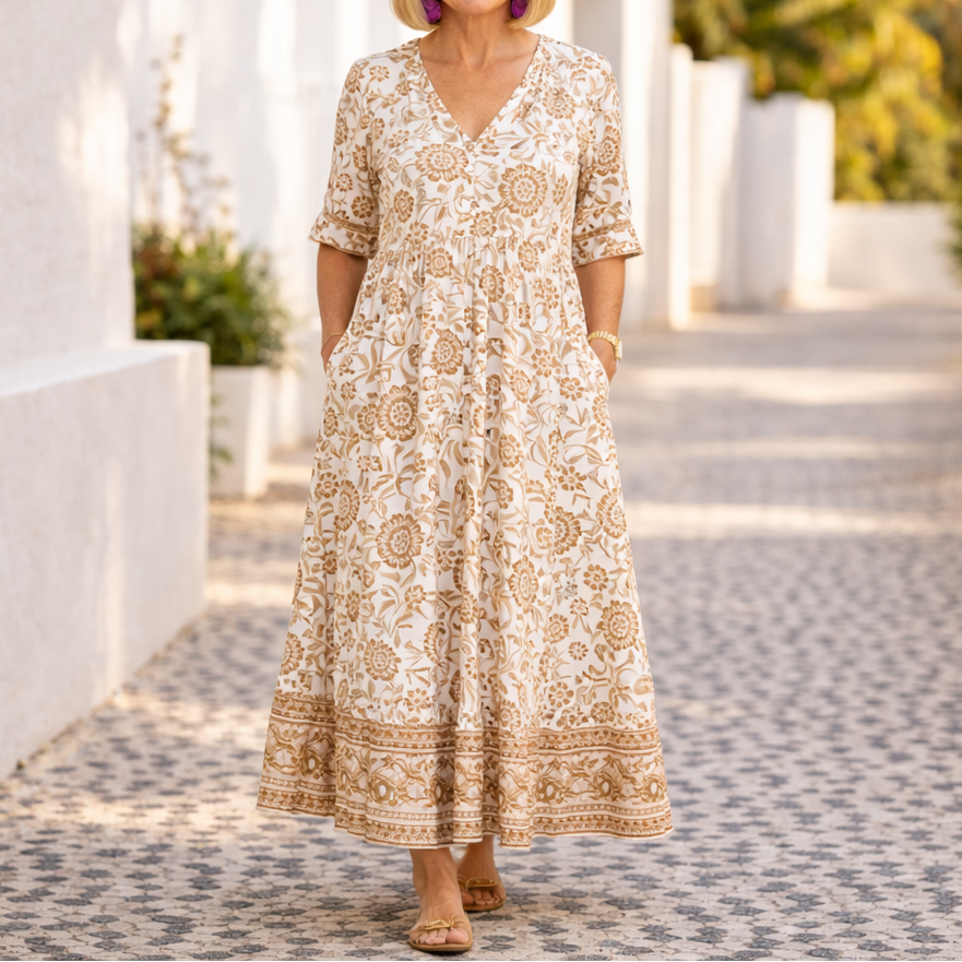 Elly™ - Elegantes Blumenkleid mit einem lässigen Flair