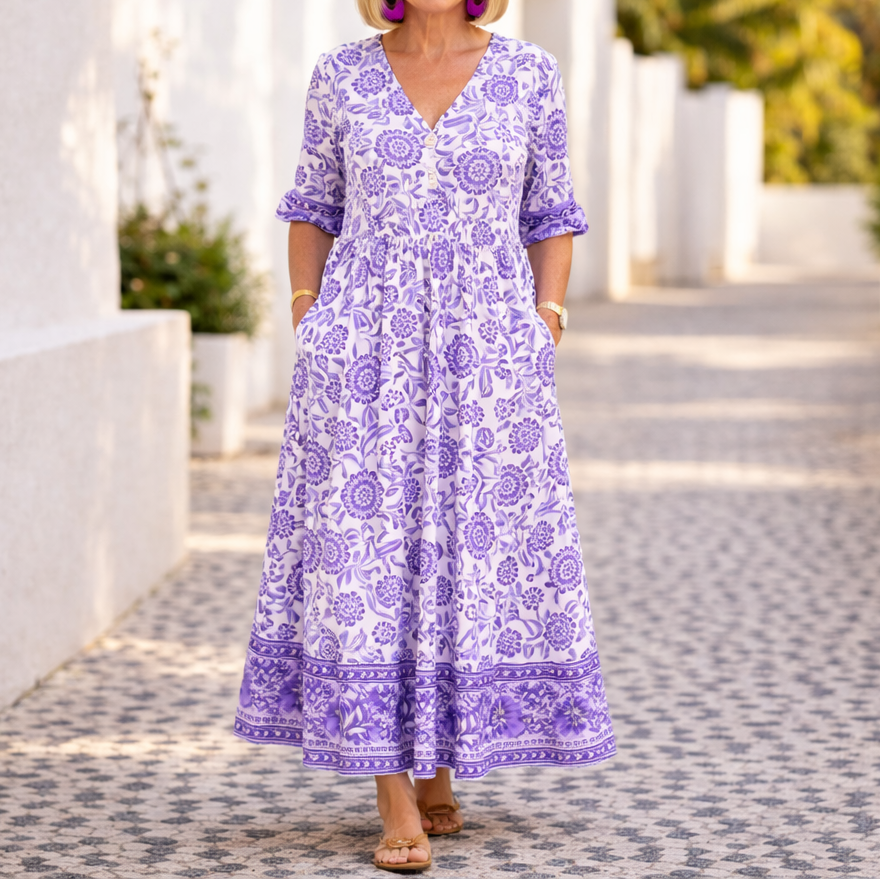 Elly™ - Elegantes Blumenkleid mit einem lässigen Flair