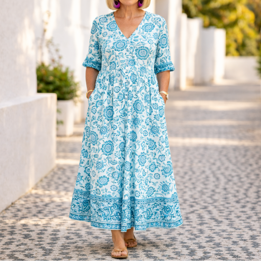 Elly™ - Elegantes Blumenkleid mit einem lässigen Flair