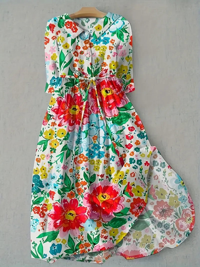 Colette - Livliga farbenfrohe Blumen Kleid